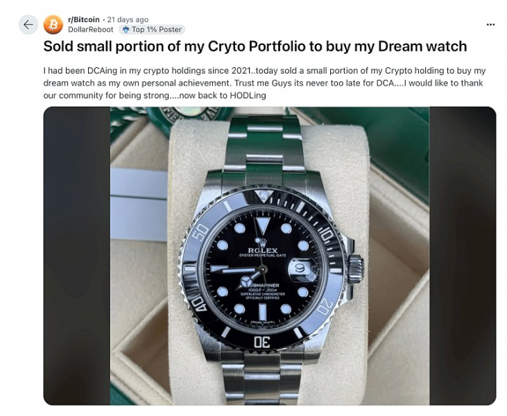 
			Рост биткоина до $100,000 создал ажиотажный спрос на часы Rolex		