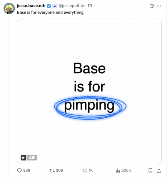 Создатель Base Джесси Поллак признал, что арт «Base is for pimping» был ошибкой