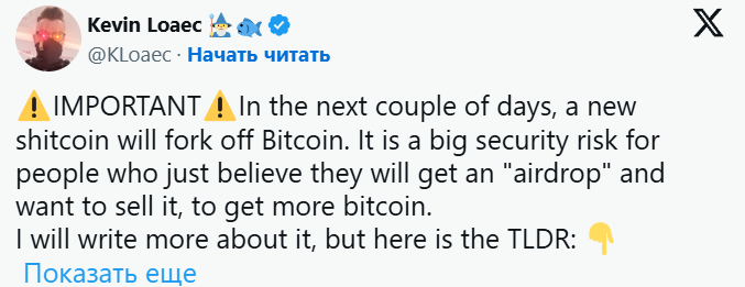 
			Форк BIP-110 биткоина может подвергнуть держателей повторным атакам		